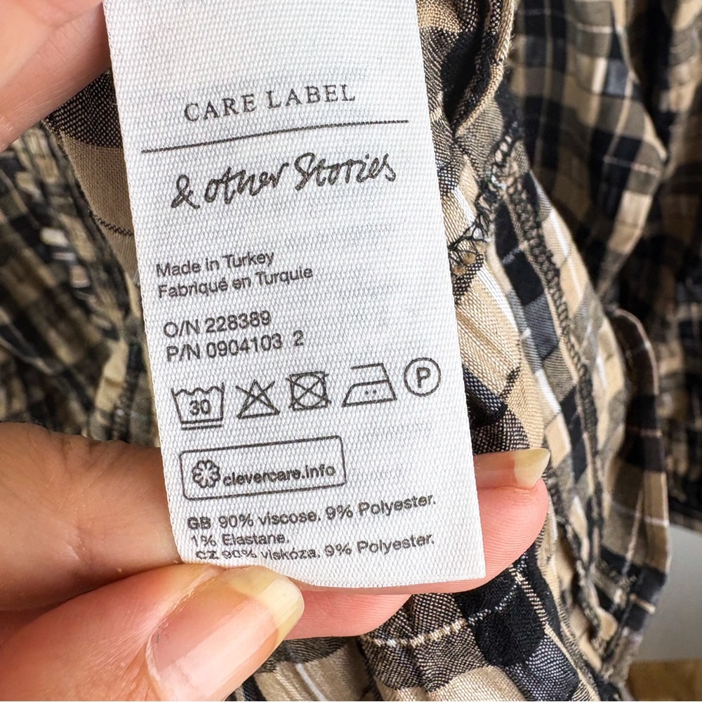 & Other Stories Black and Beige Plaid Midi Dress - Picture 5 of 6